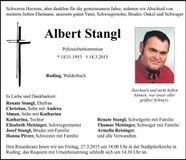 Traueranzeige Albert Stangl