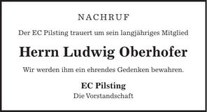 Traueranzeige Ludwig Oberhofer