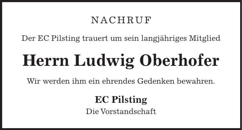 Traueranzeige Ludwig Oberhofer