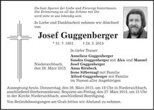 Traueranzeige Josef Guggenberger