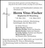 Traueranzeige Vitus Fischer