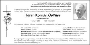 Traueranzeige Konrad Ostner
