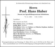 Traueranzeige Hans Huber