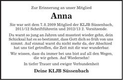 Traueranzeige Anna Hetzenecker