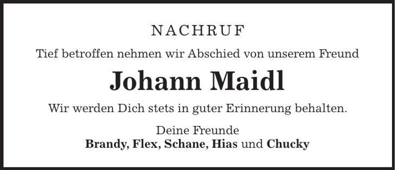 Traueranzeige Johann Maidl