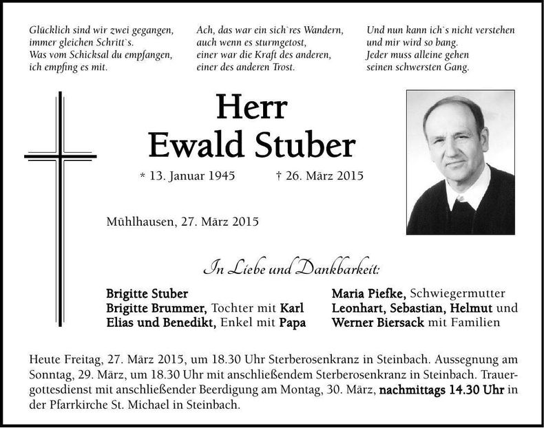 Traueranzeige Ewald Stuber