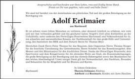 Traueranzeige Adolf Ertlmaier