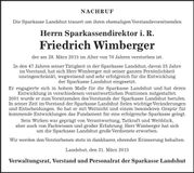 Traueranzeige Friedrich Wimberger