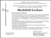 Traueranzeige Mechthild Lechner