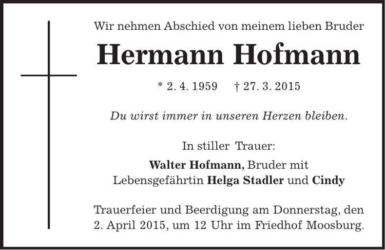 Traueranzeige Hermann Hofmann