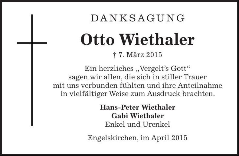 Traueranzeige Otto Wiethaler