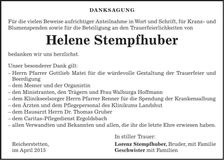 Traueranzeige Helene Stempfhuber