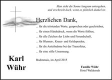 Traueranzeige Karl Wühr