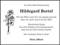 Traueranzeige Hildegard Bortel
