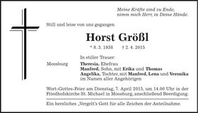 Traueranzeige Horst Größl