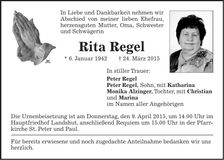 Traueranzeige Rita Regel