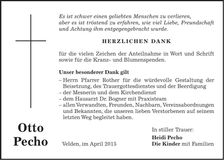 Traueranzeige Otto Pecho