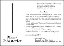 Traueranzeige Maria Jahrstorfer