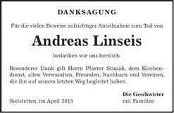 Traueranzeige Andreas Linseis