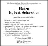 Traueranzeige Egbert Schneider