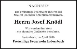 Traueranzeige Josef Knödl