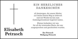 Traueranzeige Elisabeth Petrasch