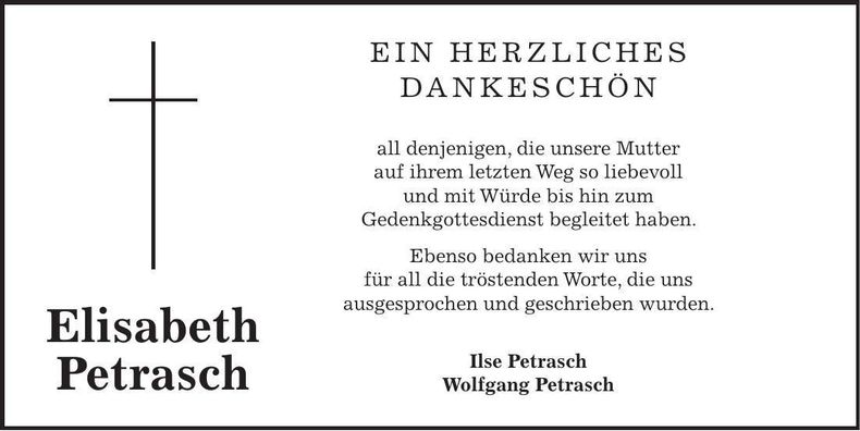 Traueranzeige Elisabeth Petrasch