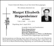 Traueranzeige Margot Elisabeth Heppenheimer