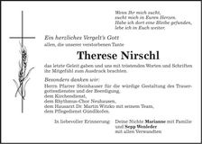 Traueranzeige Therese Nirschl