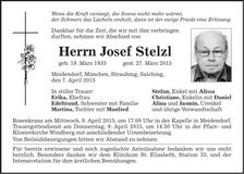 Traueranzeige Josef Stelzl
