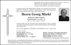 Traueranzeige Georg Märkl
