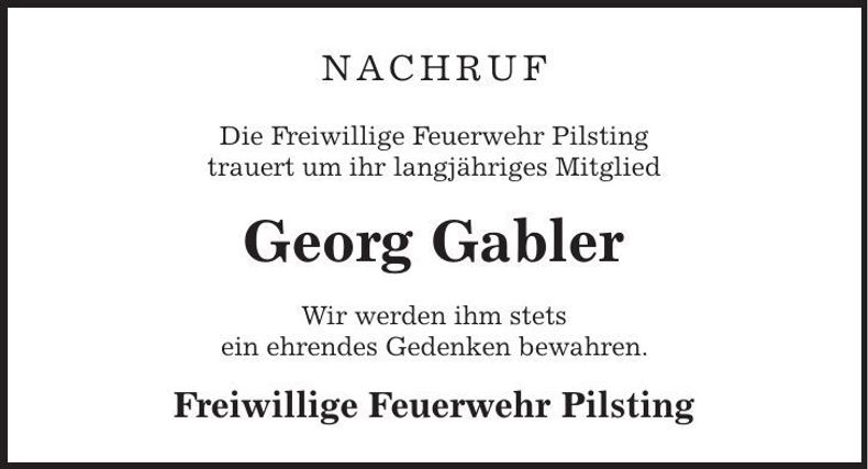 Traueranzeige Georg Gabler