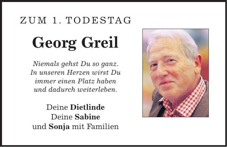 Traueranzeige Georg Greil