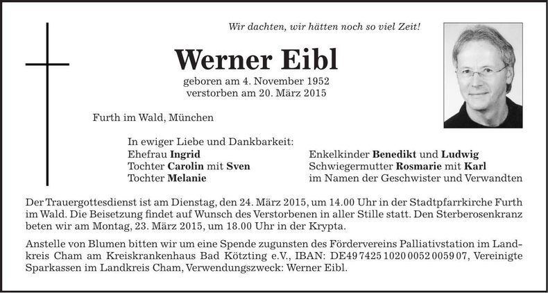 Traueranzeige Werner Eibl