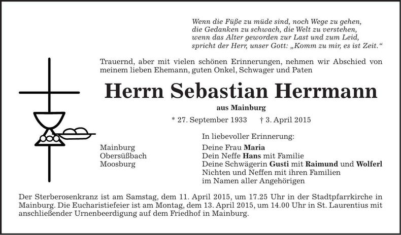 Traueranzeige Sebastian Herrmann