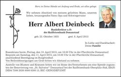 Traueranzeige Albert Deinbeck