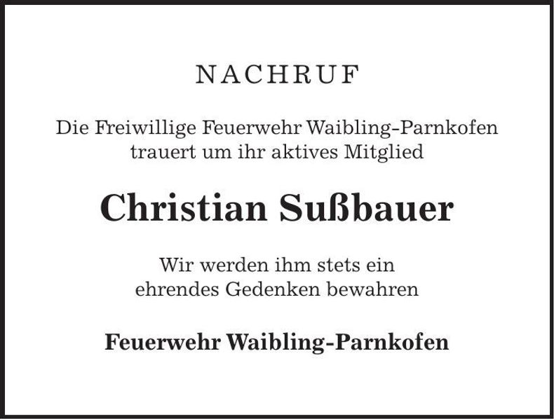 Traueranzeige Christian Sußbauer