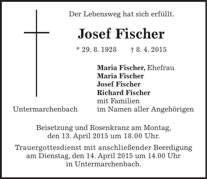 Traueranzeige Josef Fischer