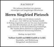 Traueranzeige Siegfried Pietzsch