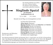 Traueranzeige Sieglinde Spatzl