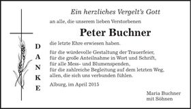Traueranzeige Peter Buchner