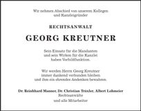 Traueranzeige Georg Kreutner