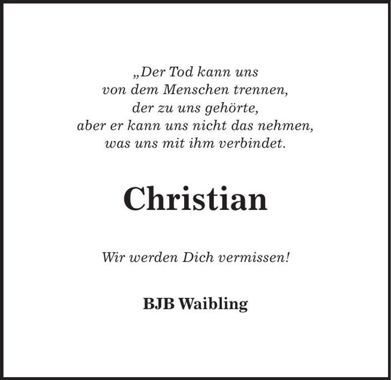Traueranzeige Christian Sußbauer