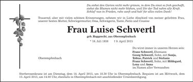 Traueranzeige Luise Schwertl