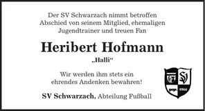 Traueranzeige Heribert Hofmann