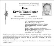 Traueranzeige Erwin Wanninger