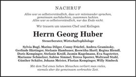 Traueranzeige Georg Huber