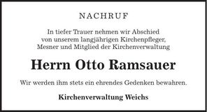 Traueranzeige Otto Ramsauer