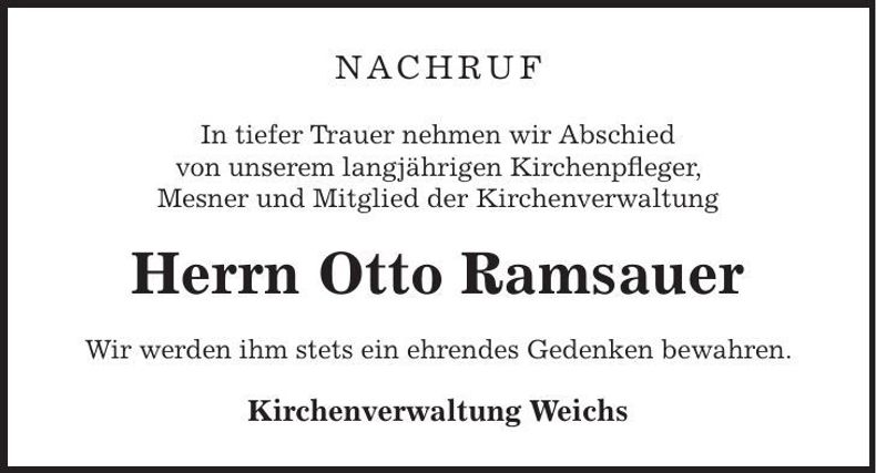 Traueranzeige Otto Ramsauer