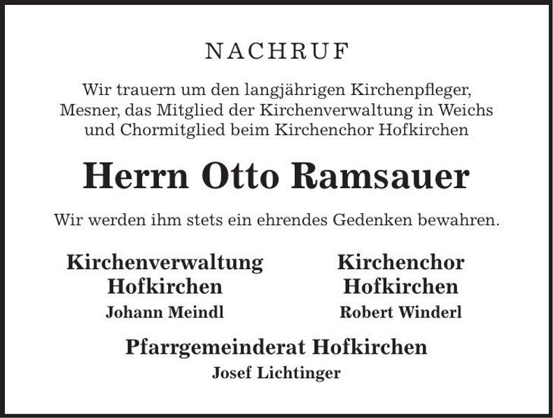 Traueranzeige Otto Ramsauer